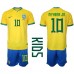 Brasilien Neymar Jr #10 Barnkläder Hemma matchtröja till baby VM 2022 Kortärmad (+ Korta byxor) Billigt